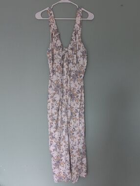 Abercrombie & Fitch Cream Floral Midi Dress with Blue & Mustard Accents